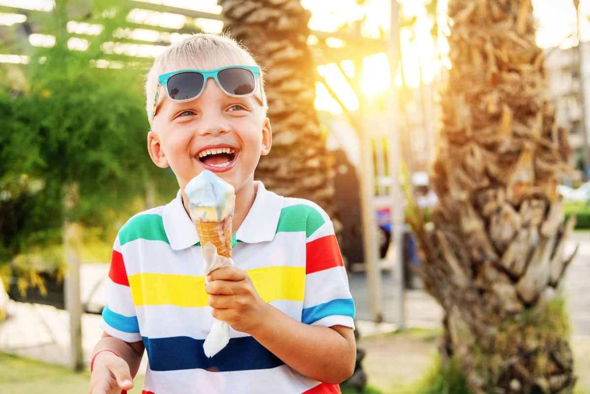 little boy with ice cream cone