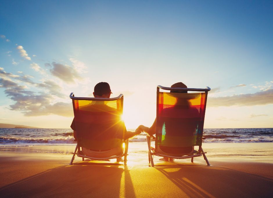 couple on beach at sunset