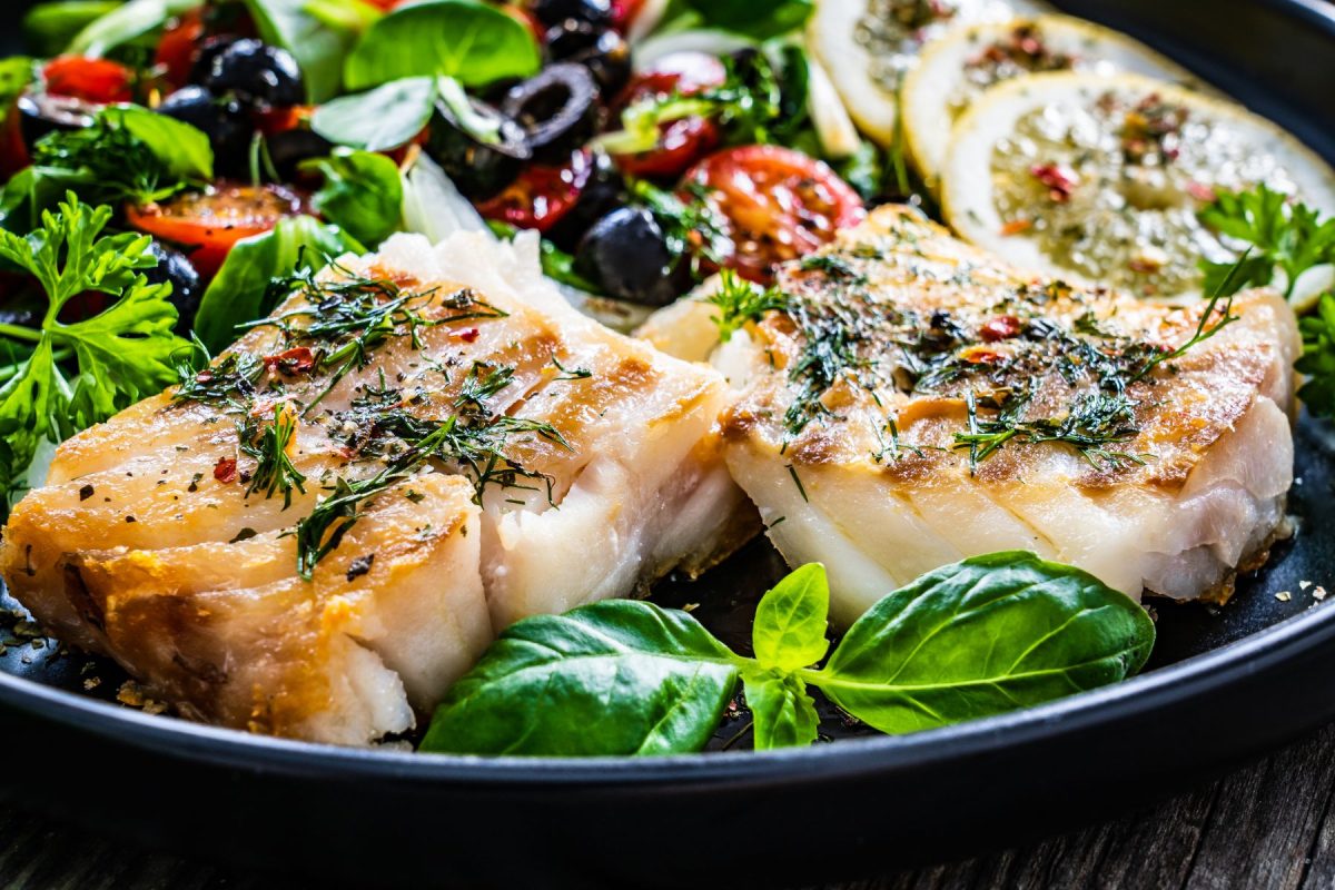 seafood and greens